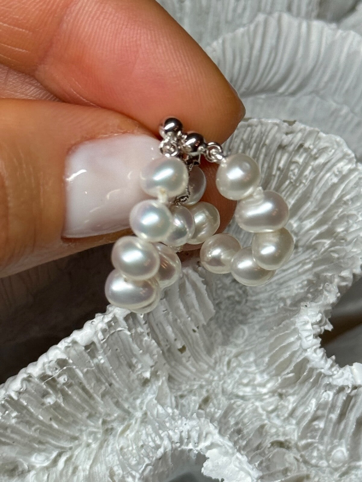 925 Sterling Silver Fresh Water Pearl Earrings Length 0.8 Inch
