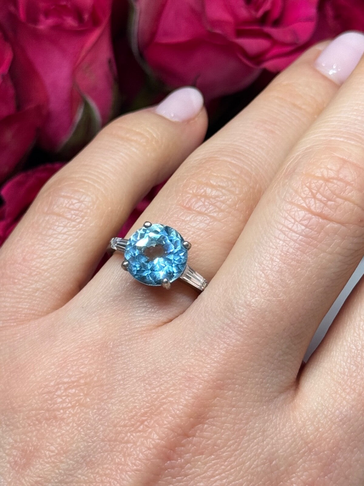 925 Sterling Silver Topaz & Beryl Ring Size 6