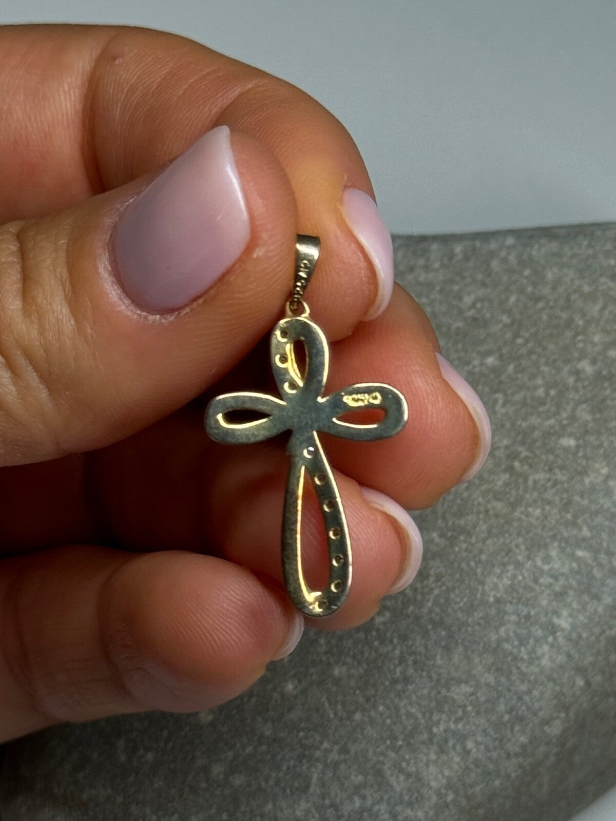 925 Sterling Silver Gold Plated Beryl Cross Length 32 Mm