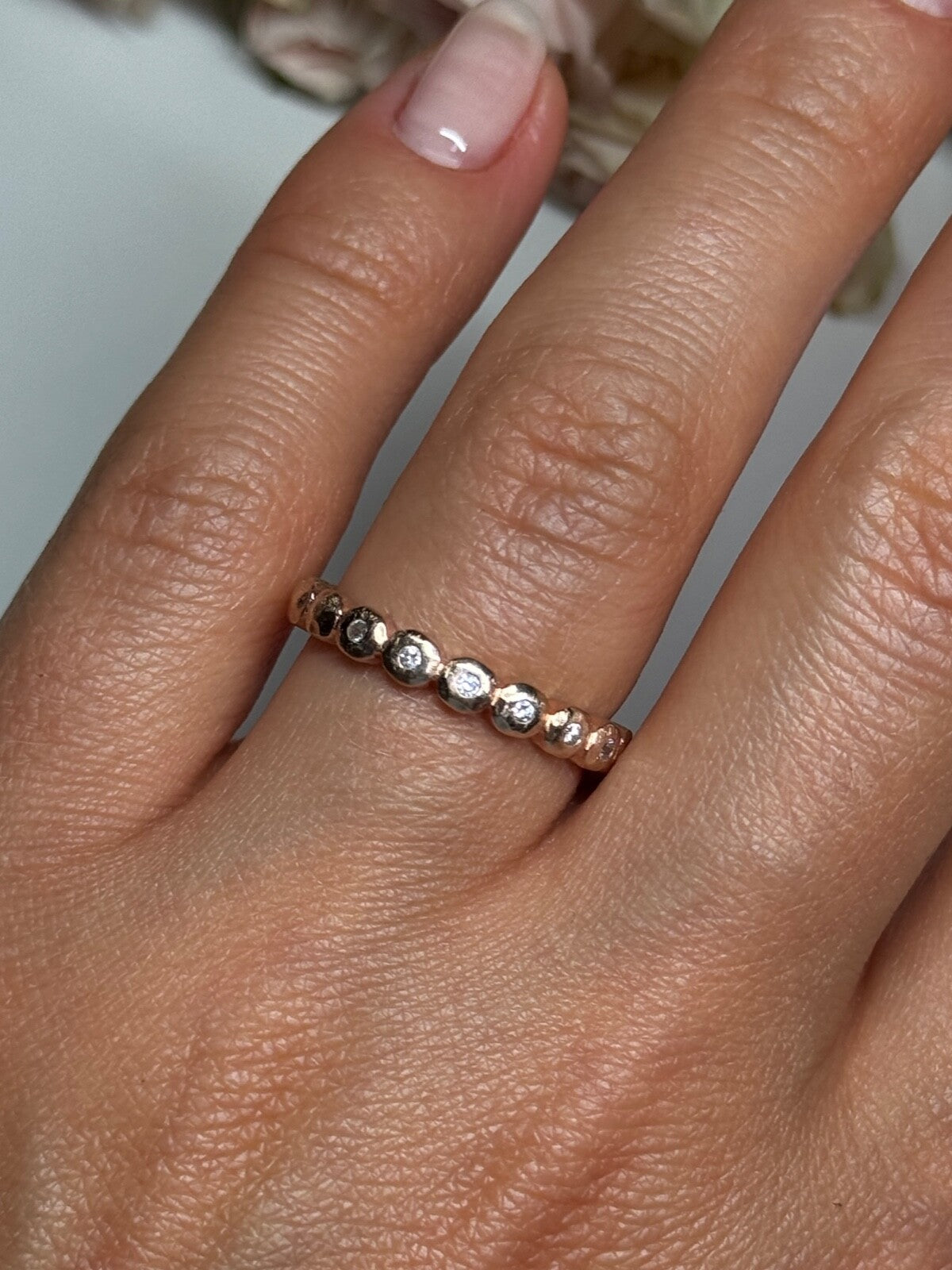 925 Sterling Silver Gold Plated CZ Ring Size 7