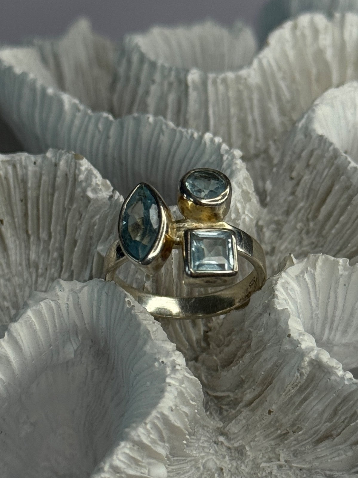 925 Sterling Silver Blue Topaz Ring Size 7