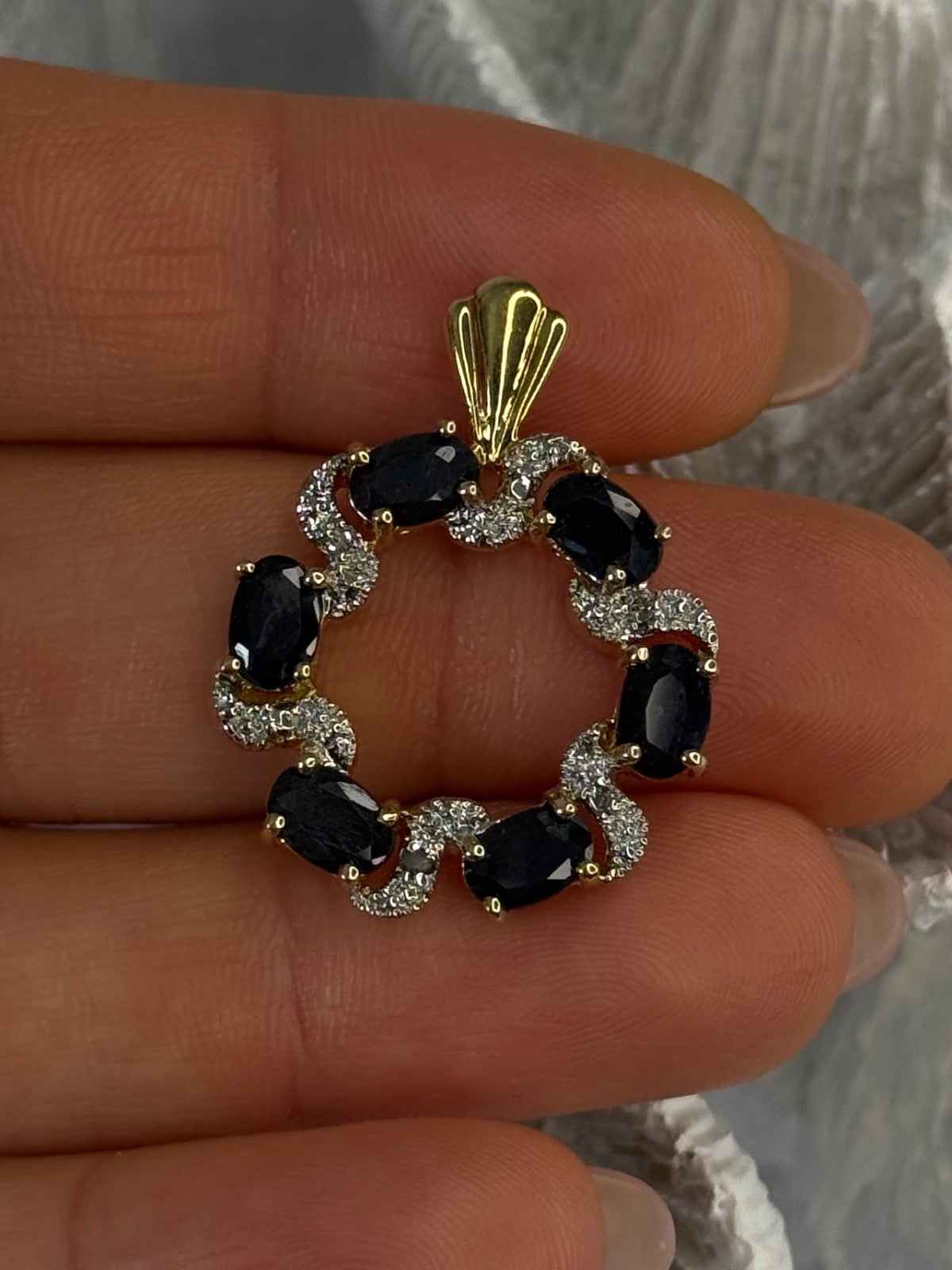 925 Sterling Silver Gold Plated Sapphire Pendant Length 1.15 Inch