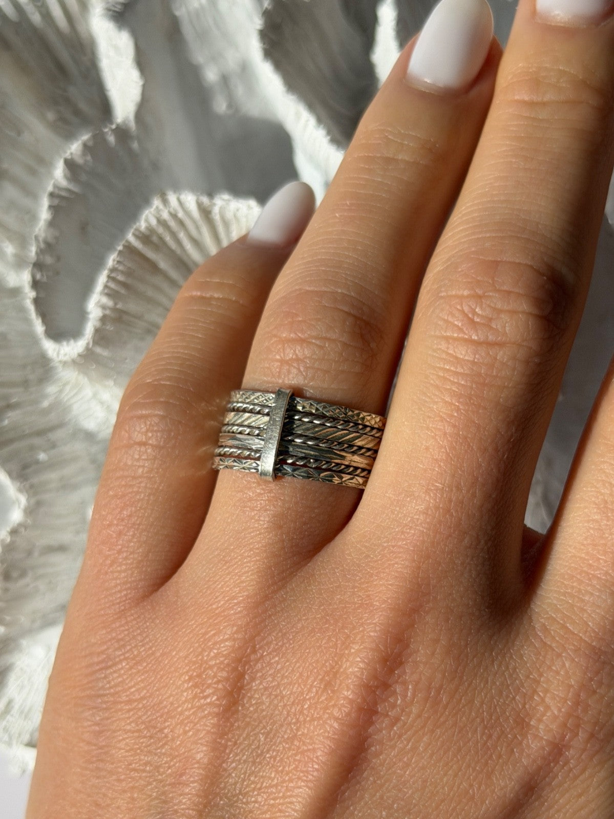 925 Sterling Silver Seven Rings Size 8.5