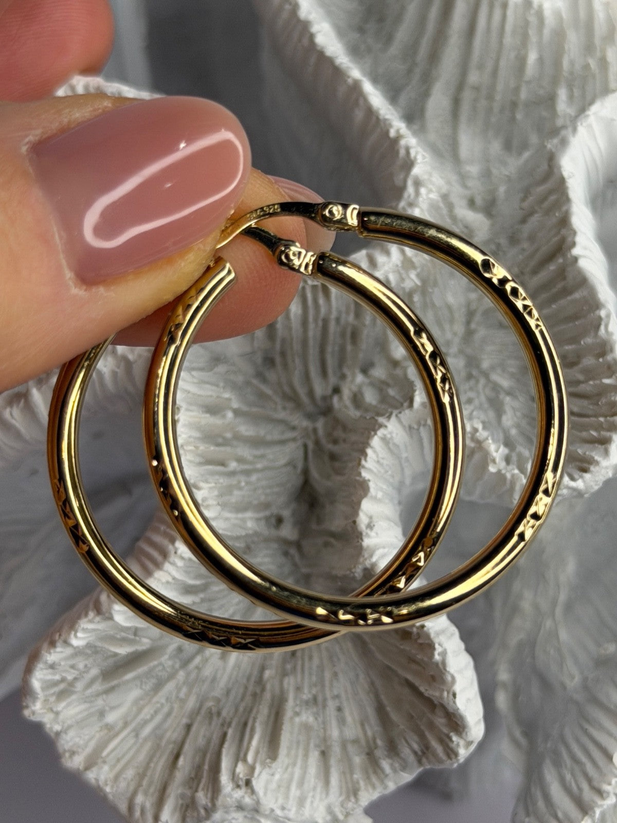 SLC 925 Sterling Silver Gold Plated Hoop Earrings