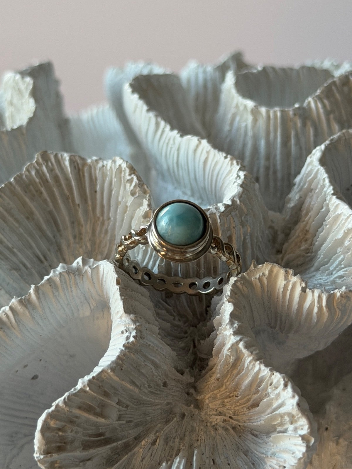 925 Sterling Silver Larimar Ring Size 7