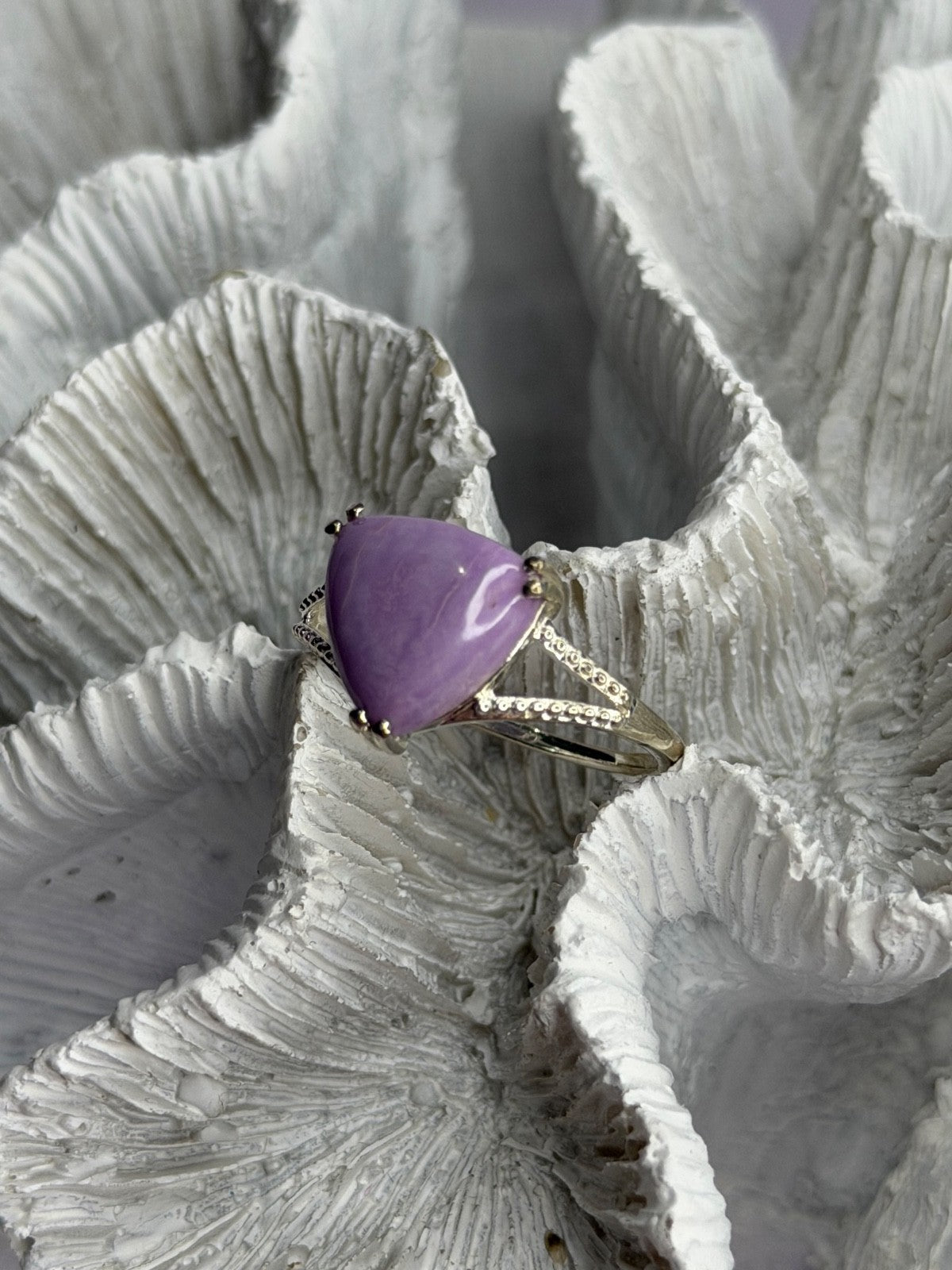 Djoy 925 Sterling Silver Lavender Jade Ring Size 10