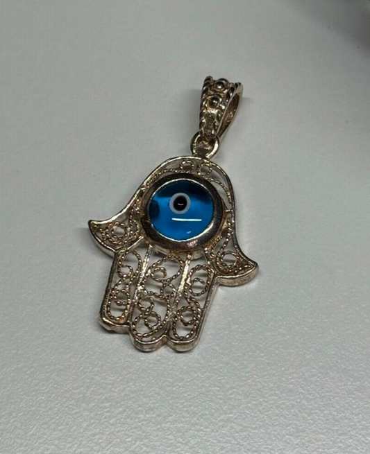 925 Sterling Silver Hamsa Hand Amulet Pendant