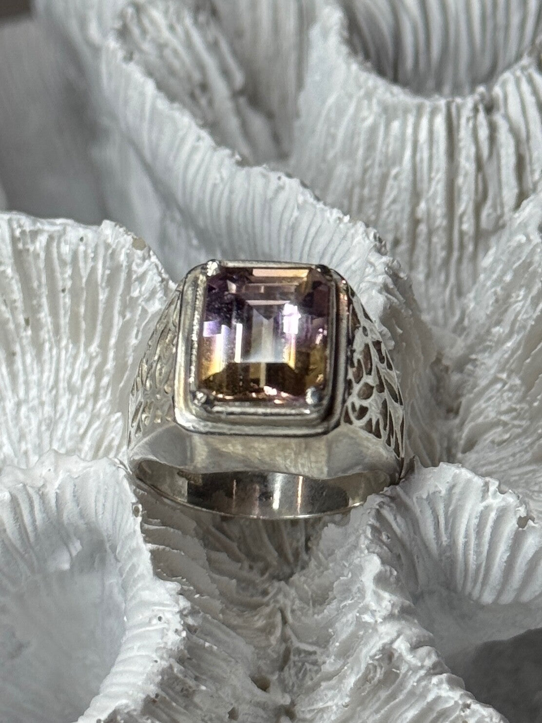 925 Sterling Silver Spinel Men's Ring Size 8