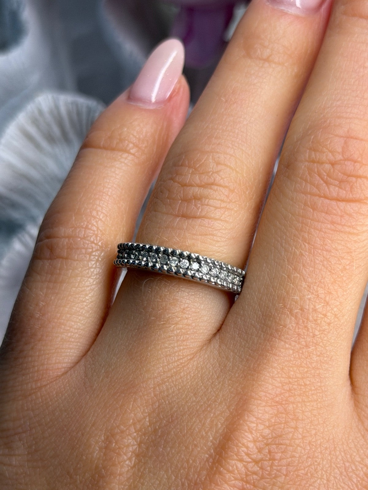 925 Sterling Silver White Spinel Ring Size 7
