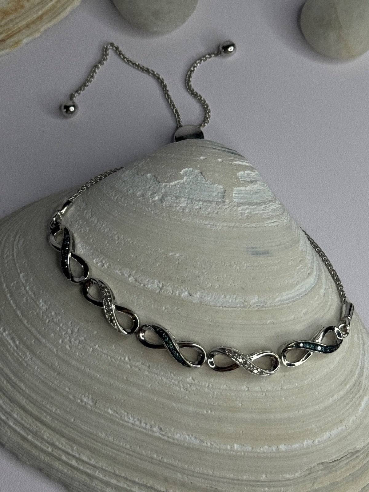 925 Sterling Silver Beryl & Spinel Bracelet Sizable