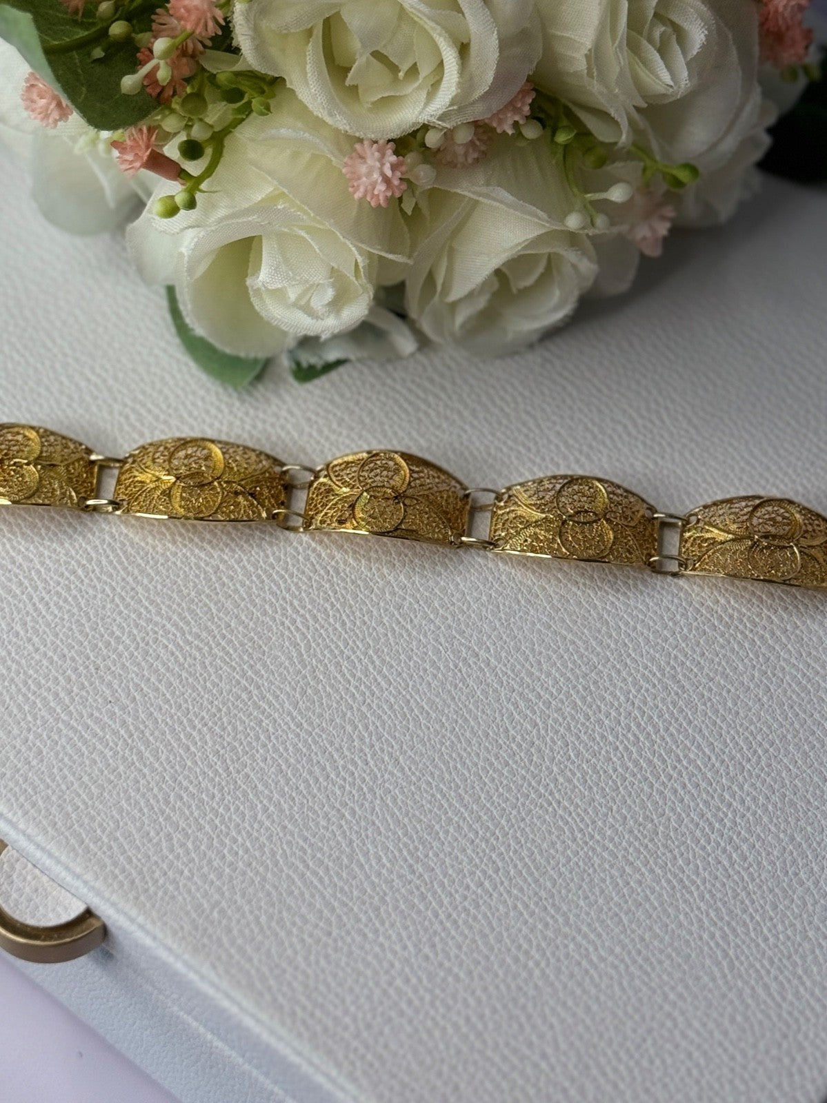 Portugal Topazio 925 Sterling Silver Gold Plated Bracelet Length 7 Inch
