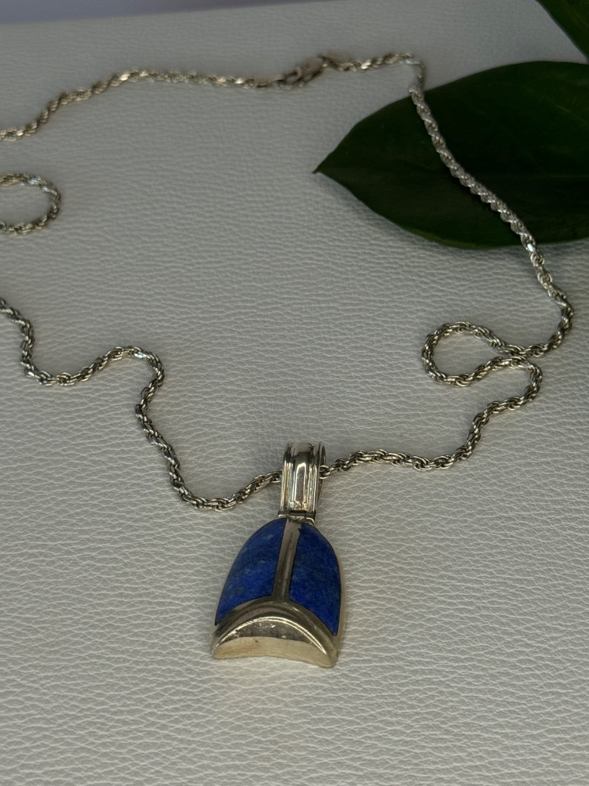 Vintage 925 Sterling Silver Sodalite Necklace Length 20 Inch