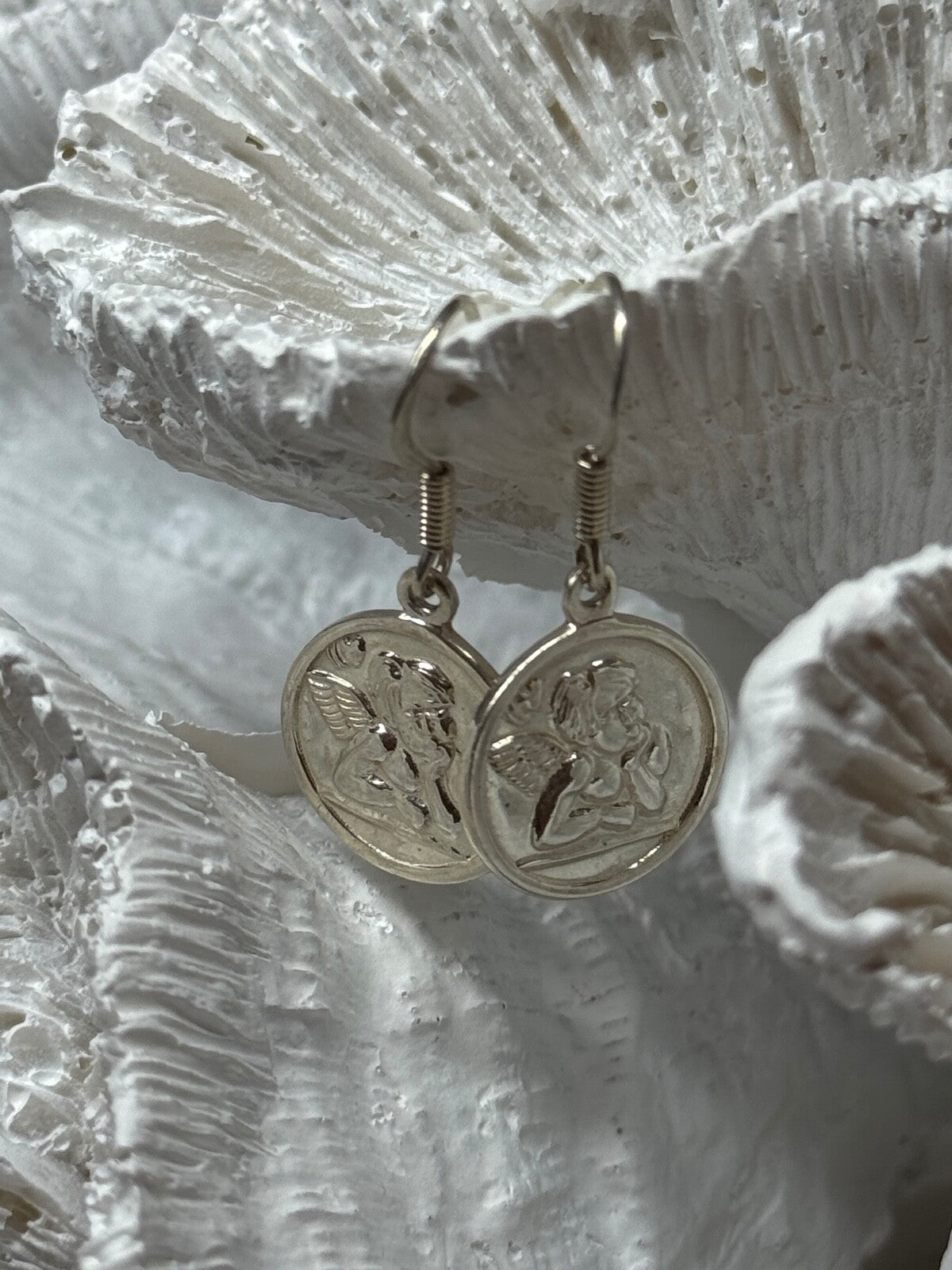 925 Sterling Silver Angels Earrings Length 1.3 Inch