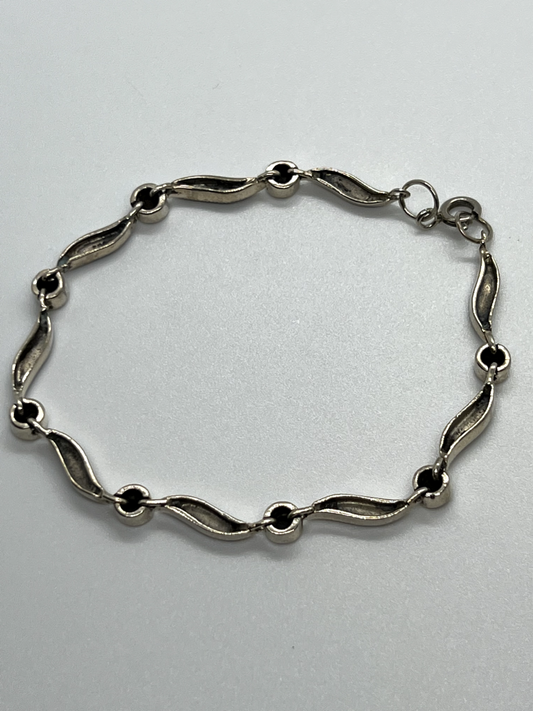 925 Sterling Silver Agate & Marcasite Bracelet