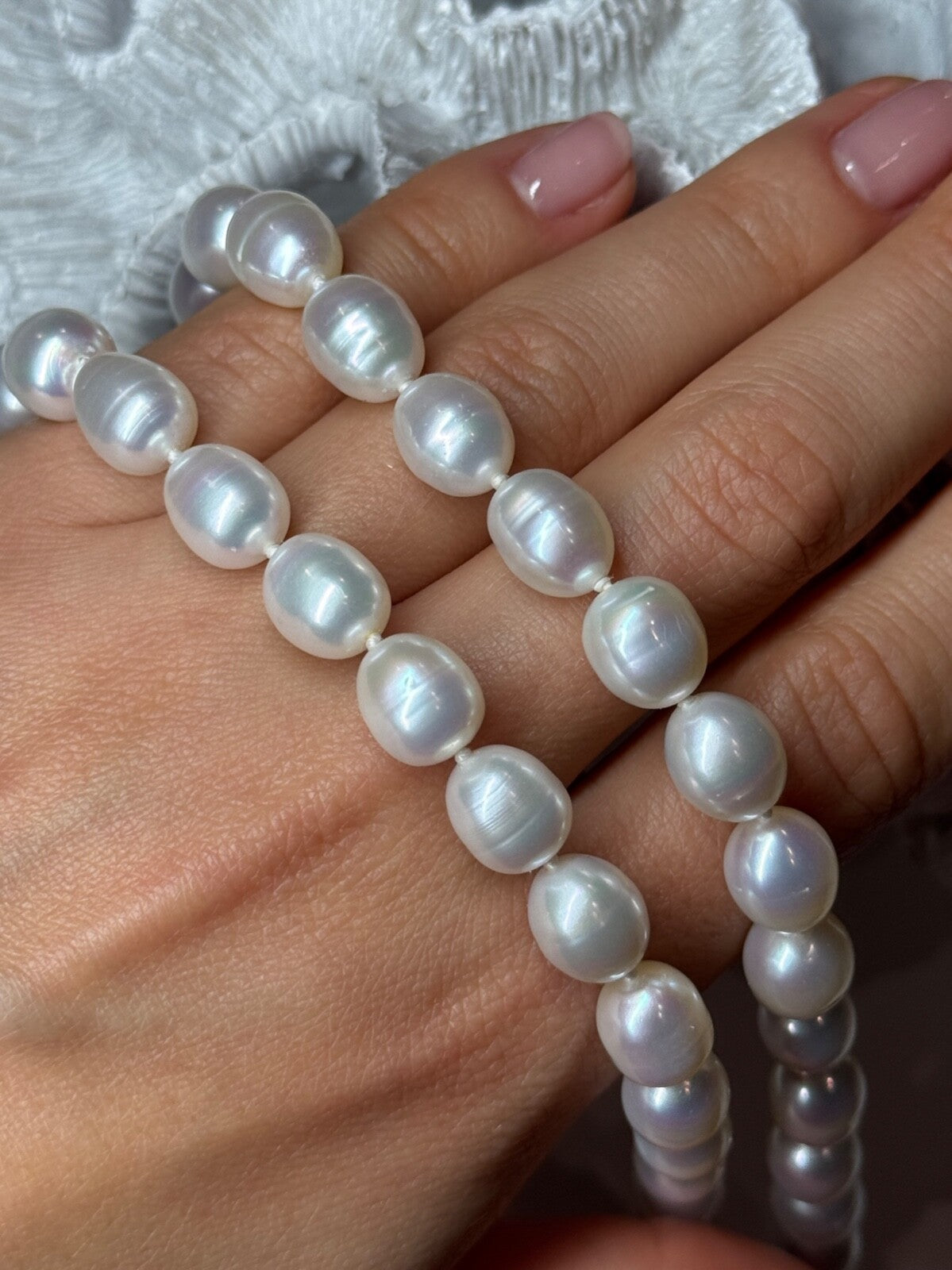 925 Sterling Silver Freshwater Pearls Necklace Length 18 IN