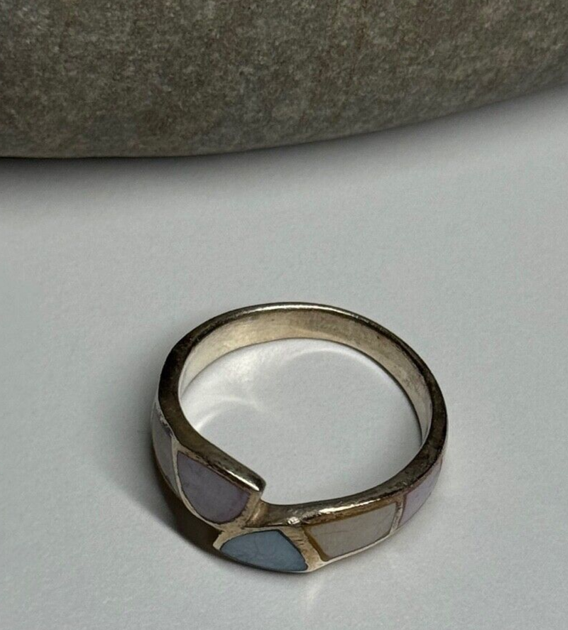 925 Sterling Silver Abalone Ring Size 7