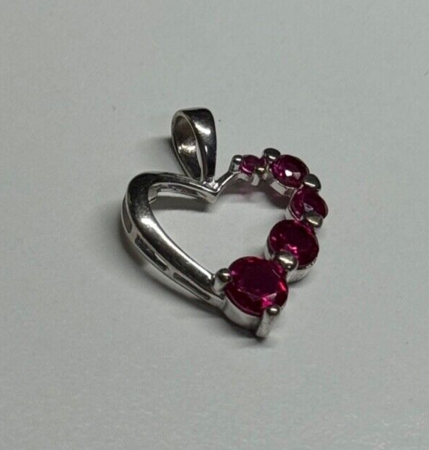 925 Sterling Silver Spinel Heart Pendant