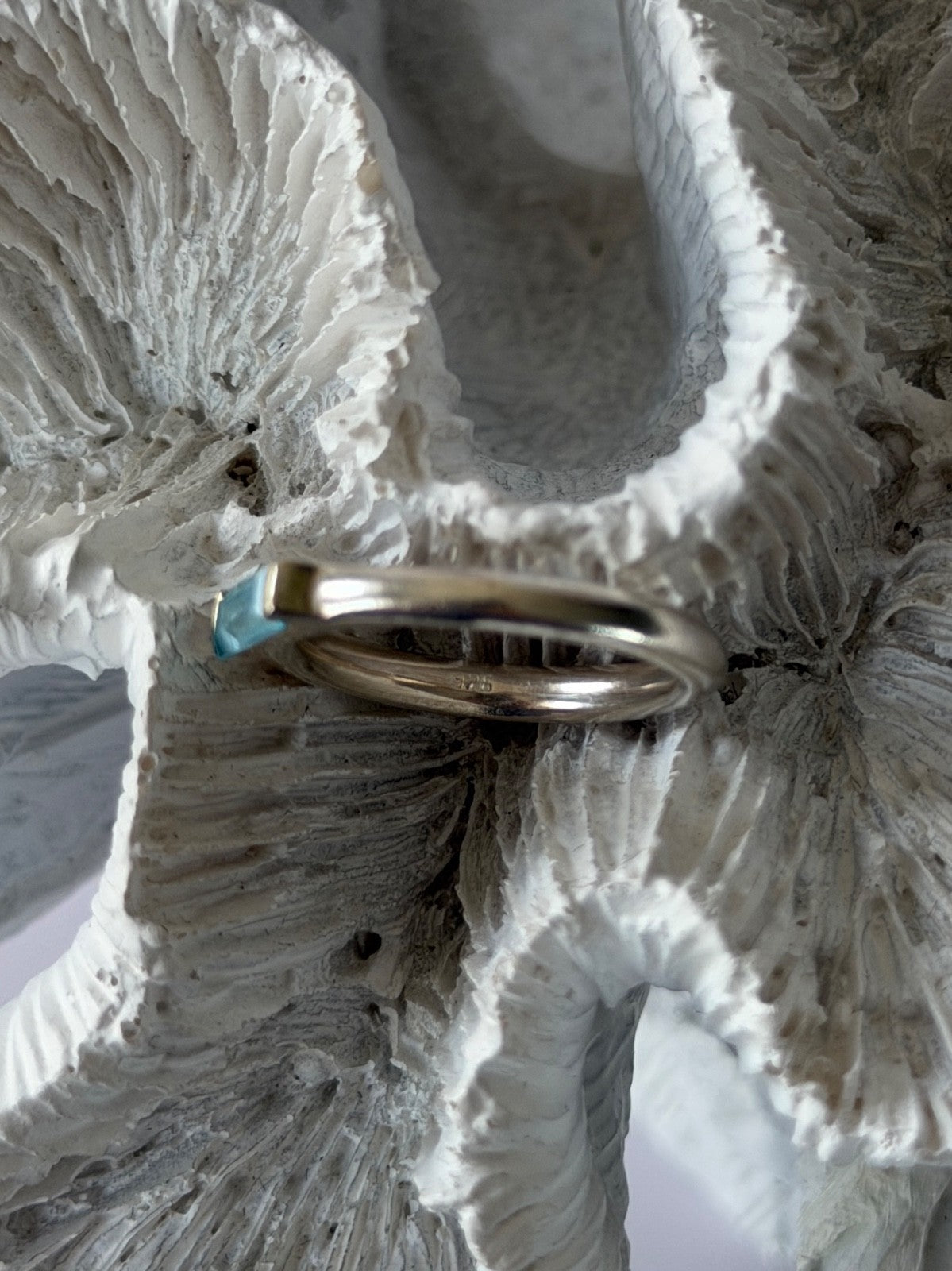 925 Sterling Silver Blue Topaz Ring Size 5.5