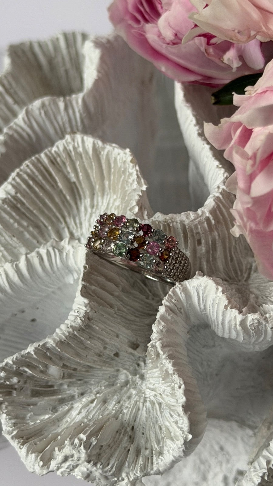 925 Sterling Silver Multi Color Spinel Ring Size 6