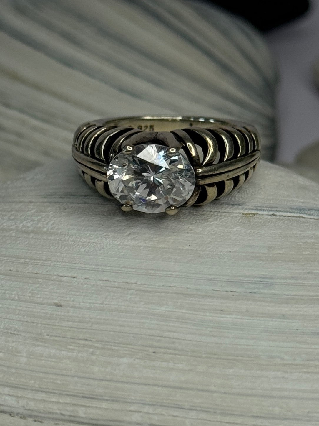 Kabana 925 Sterling Silver Cz Ring Size 6
