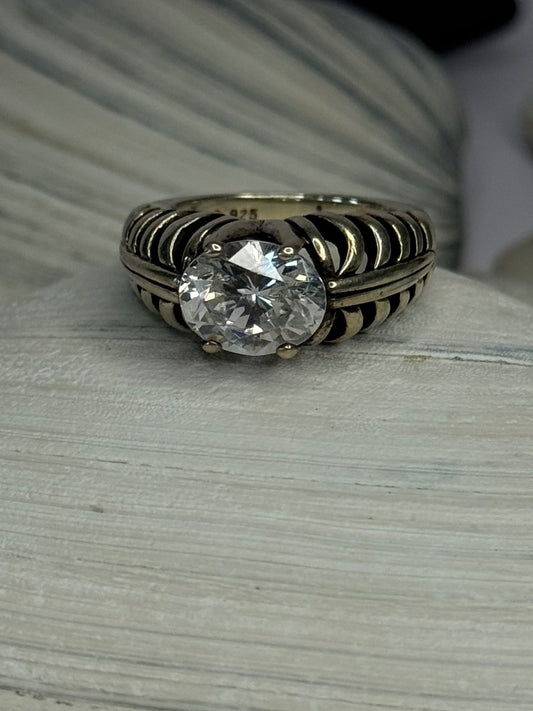 Kabana 925 Sterling Silver Cz Ring Size 6