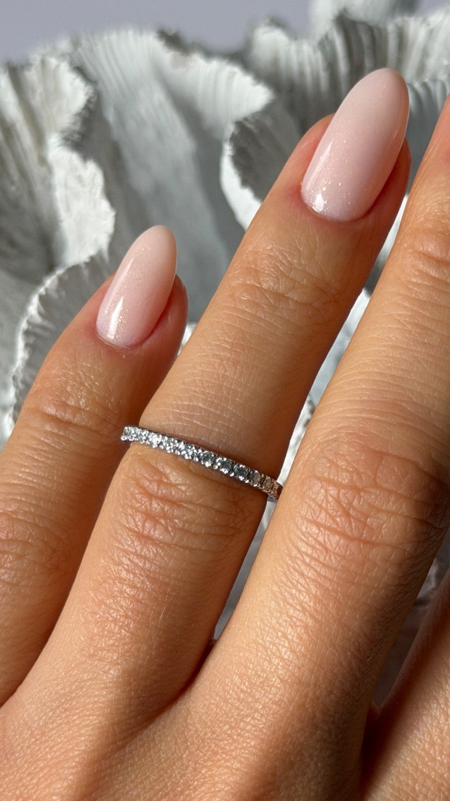 14K White Gold Custom Diamond 0.58 ct Ring Size 6