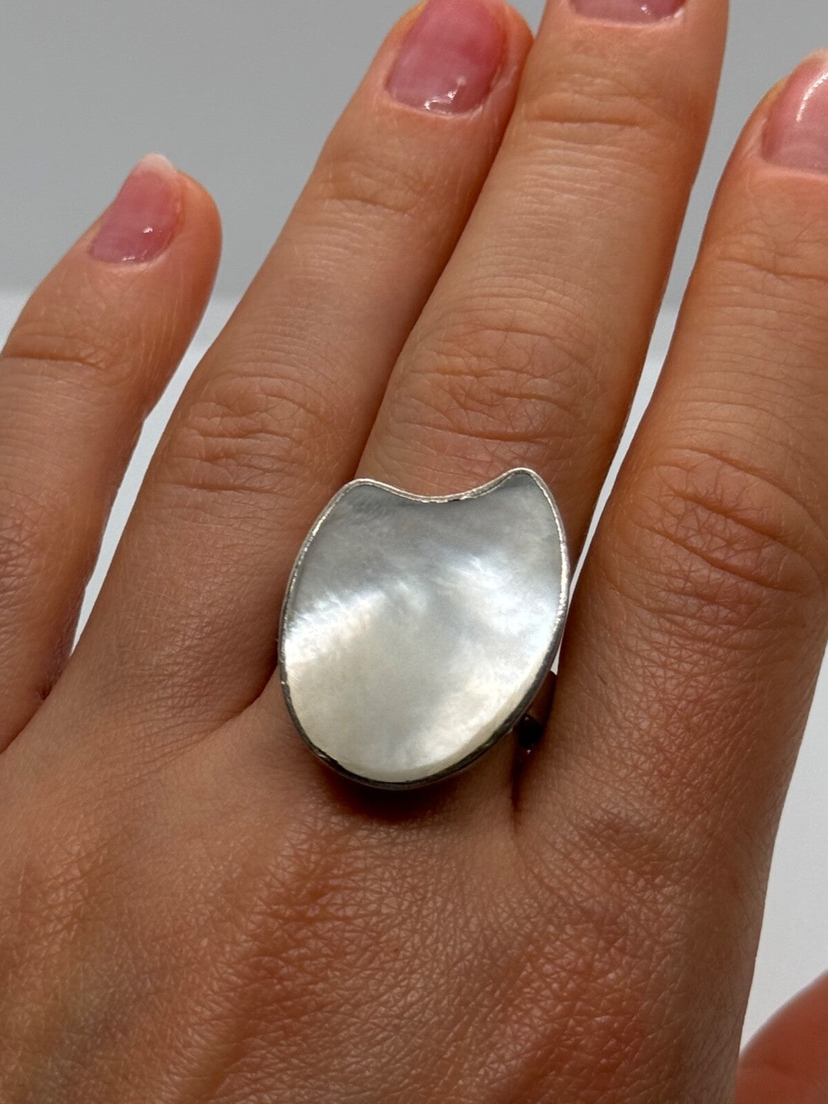925 Sterling Silver Abalone Shell Ring Size 12
