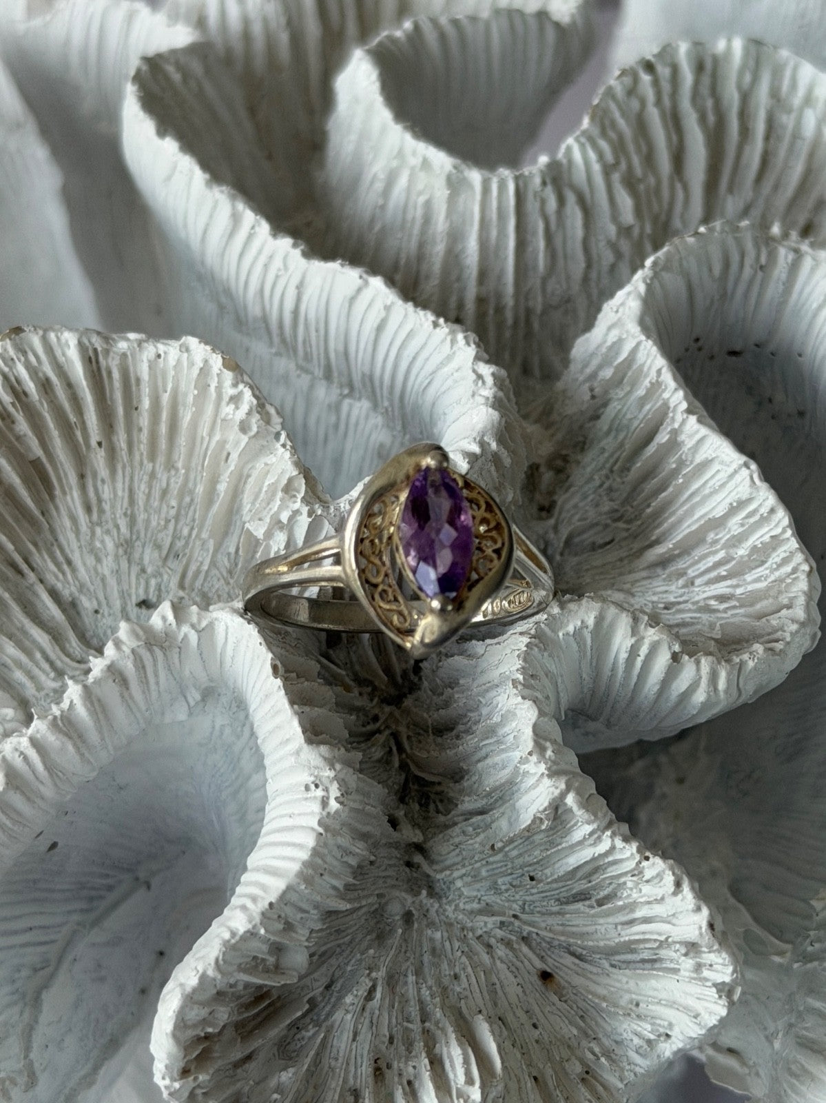 Avon 925 Sterling Silver Amethyst Ring Size 10