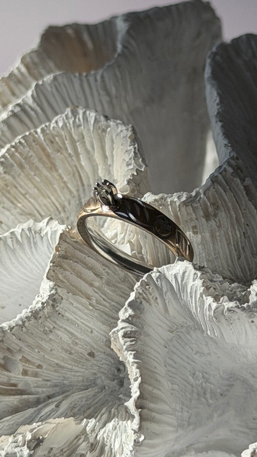 925 Sterling Silver 10K Yellow Gold Diamond Ring Size 7
