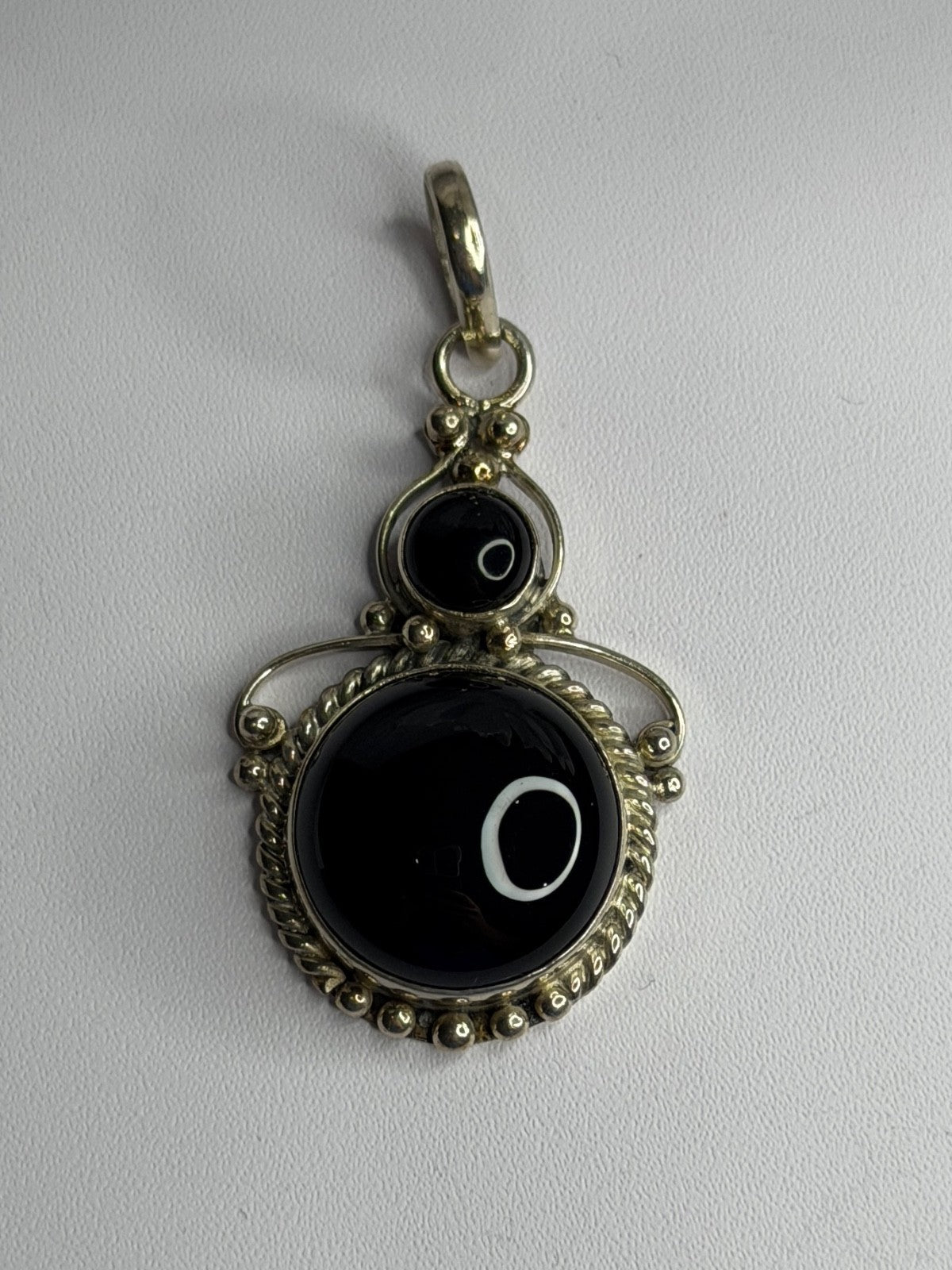 Vintage 925 Sterling Silver Agate Pendant Length 2 in