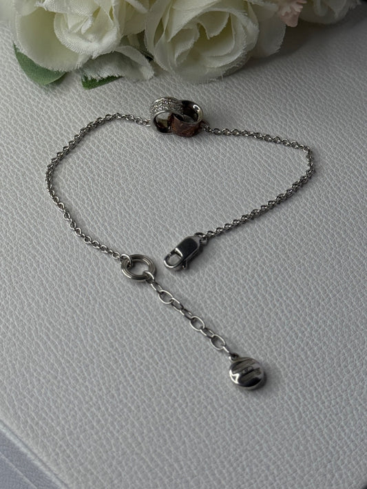 Ewa 925 Sterling Silver CZ Bracelet Length 7/ 8.5 Inch