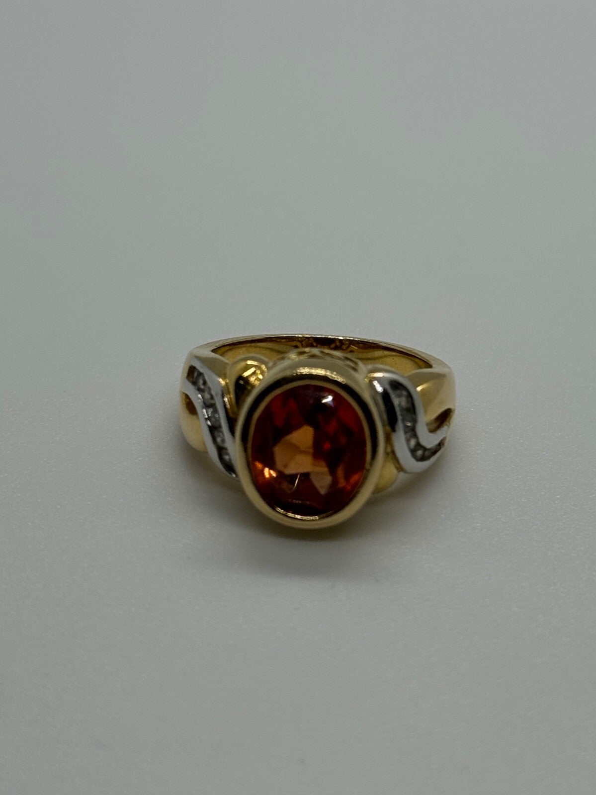 925 Sterling Silver Gold Plated CZ Ring Size 6