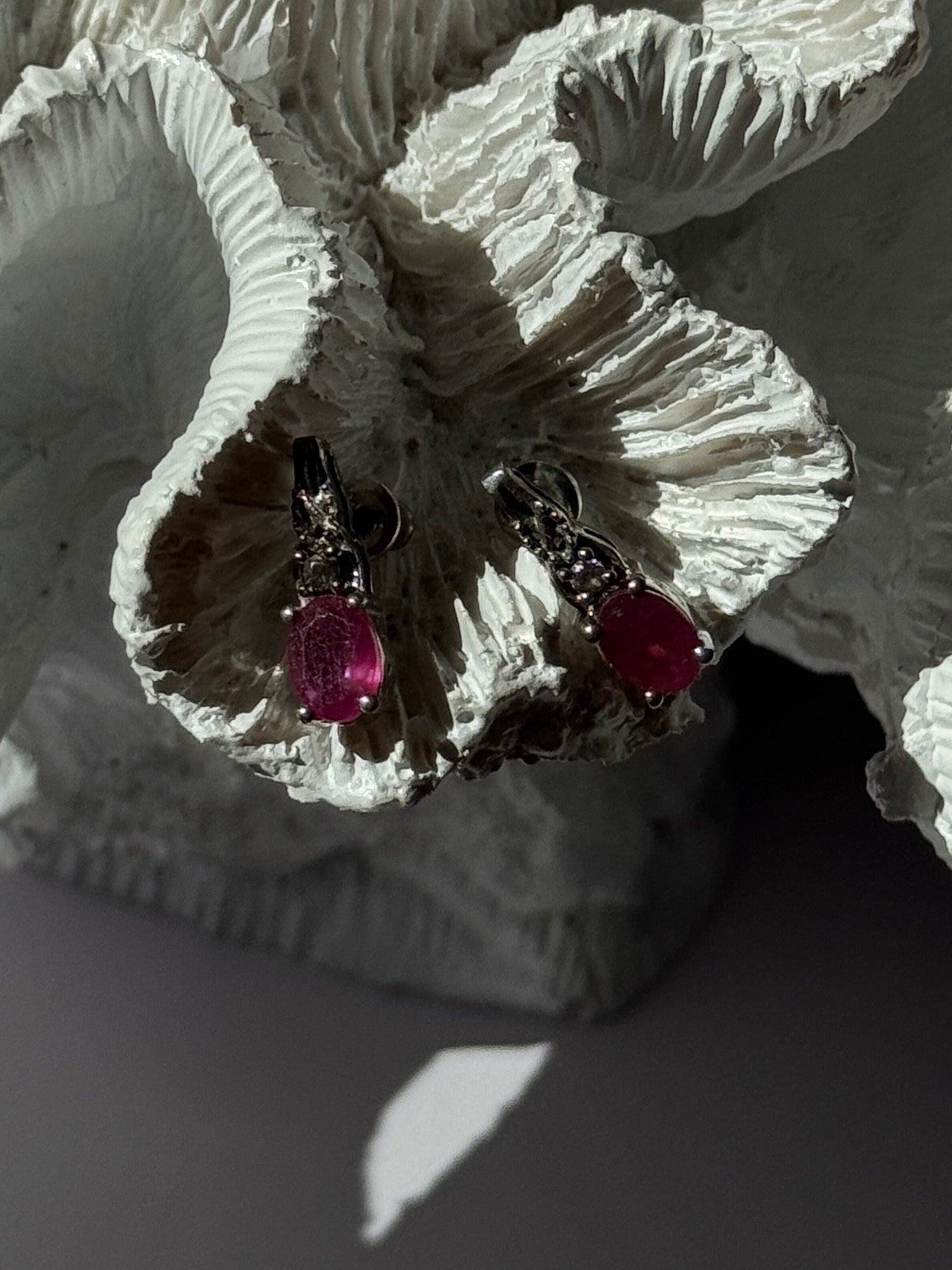 925 Sterling Silver Ruby & Beryl Earrings