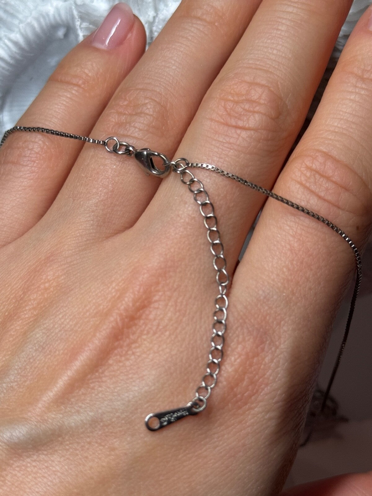 925 Sterling Silver White Sapphire Necklace Length 21/19 Inch