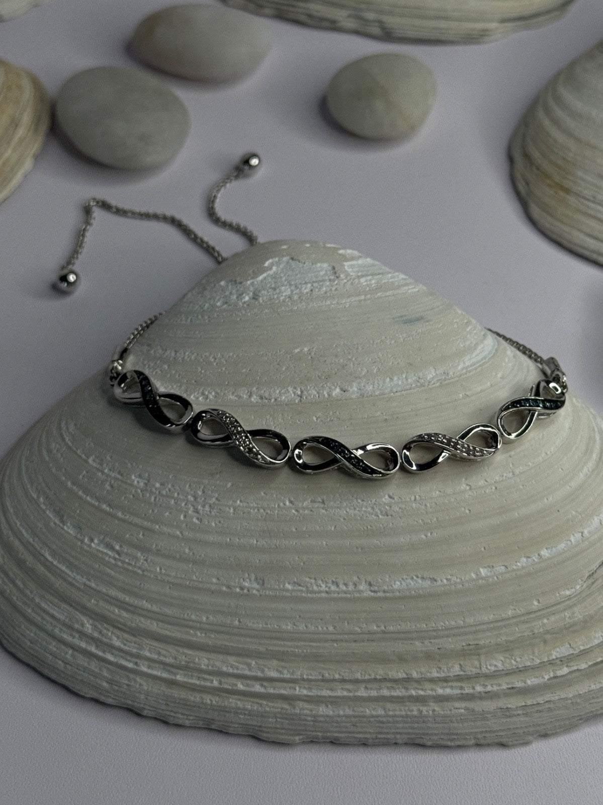 925 Sterling Silver Beryl & Spinel Bracelet Sizable