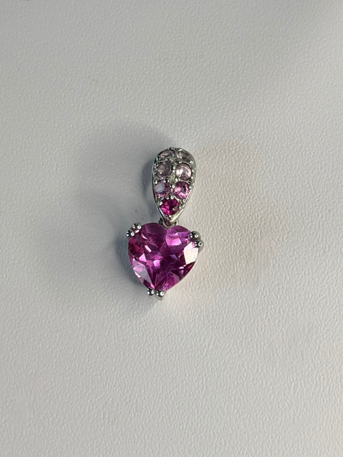 10K White Gold Pink Topaz Heart Pendant