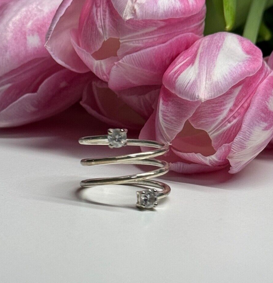 925 Sterling Silver White Spinel Ring Size 6