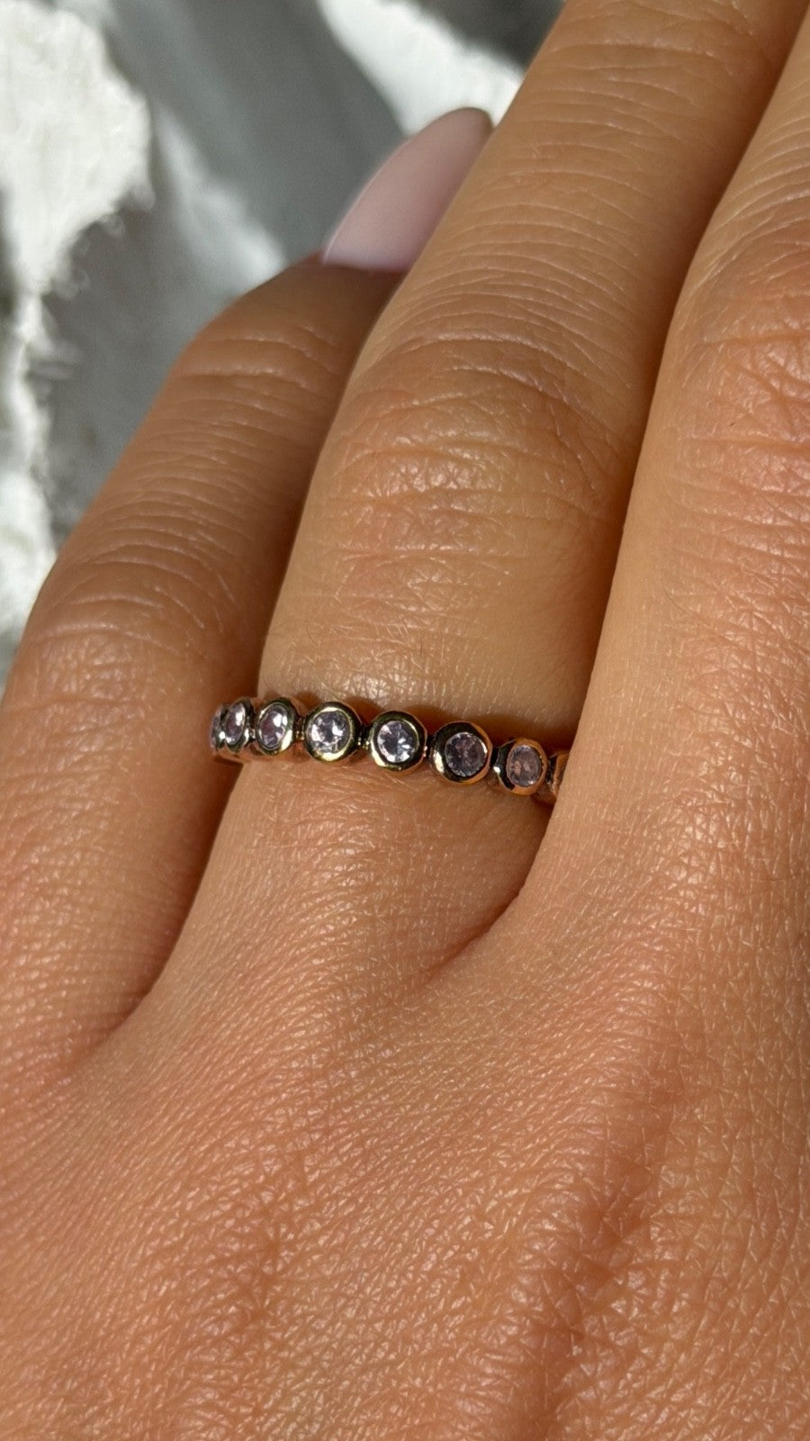 925 Sterling Silver Gold Plated Morganite Ring Size 6