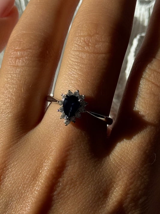 925 Sterling Silver Sapphire & Beryl Ring Size 9