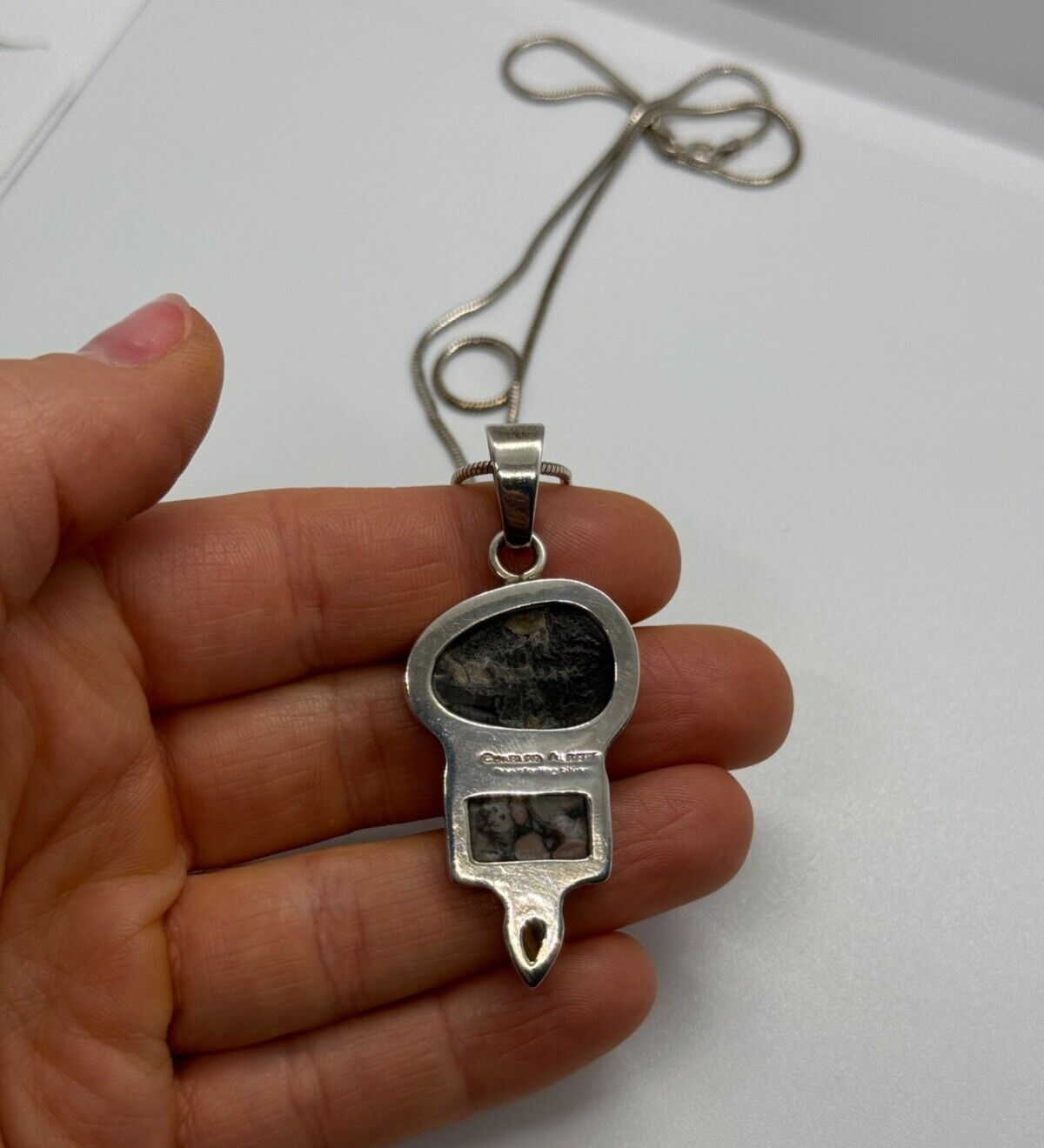 925 Sterling Silver Agate Necklace