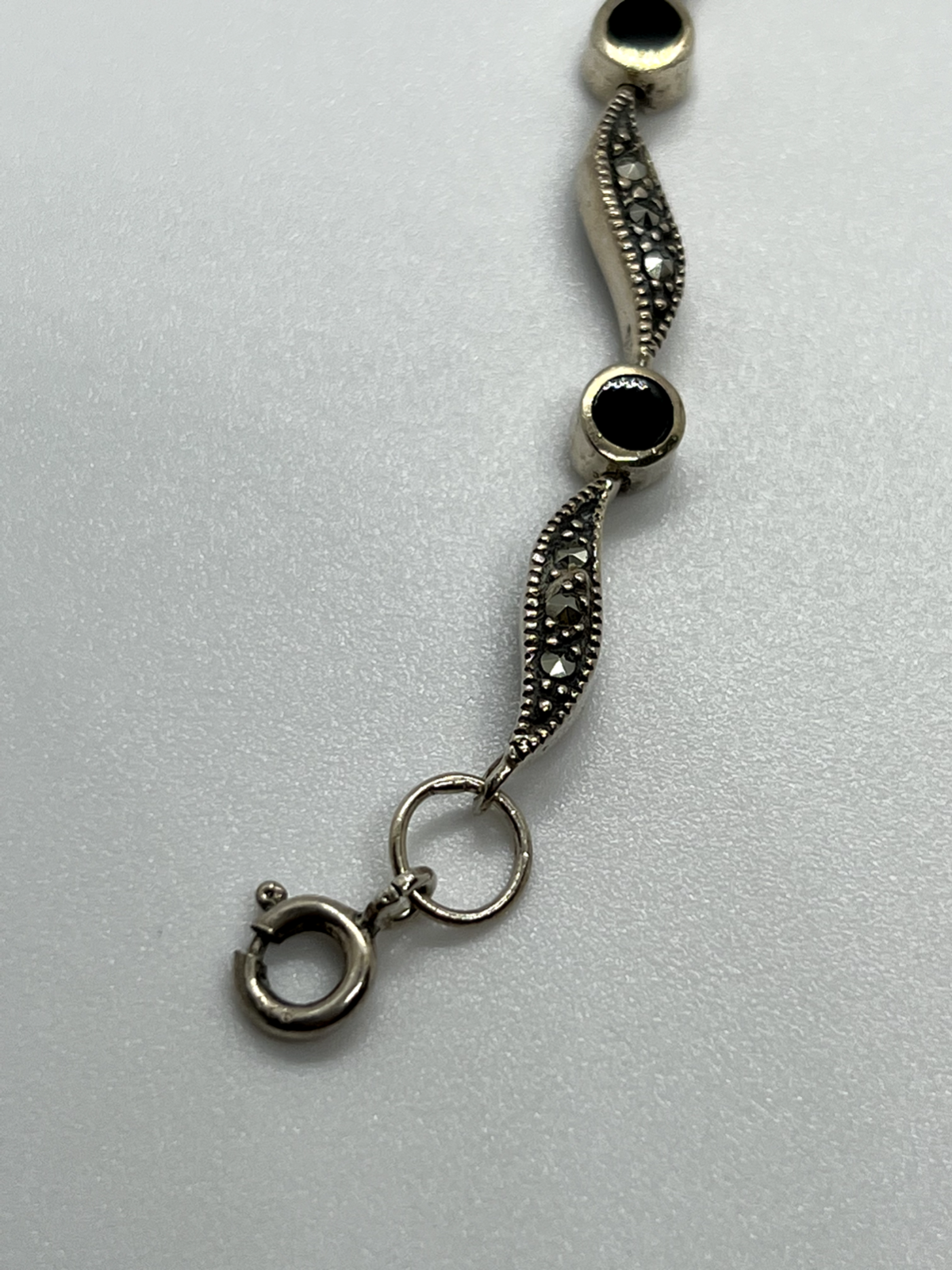 925 Sterling Silver Agate & Marcasite Bracelet