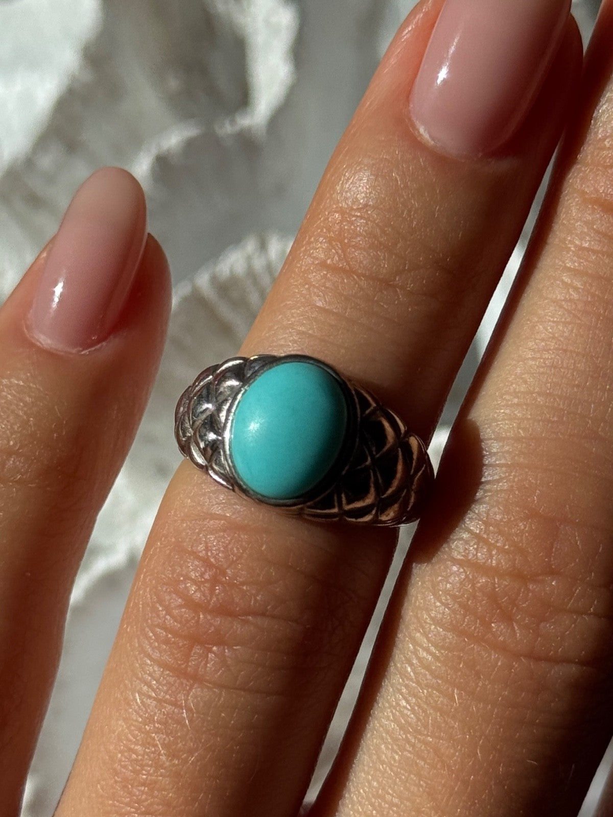 Vintage 925 Sterling Silver Larimar Ring Size 5