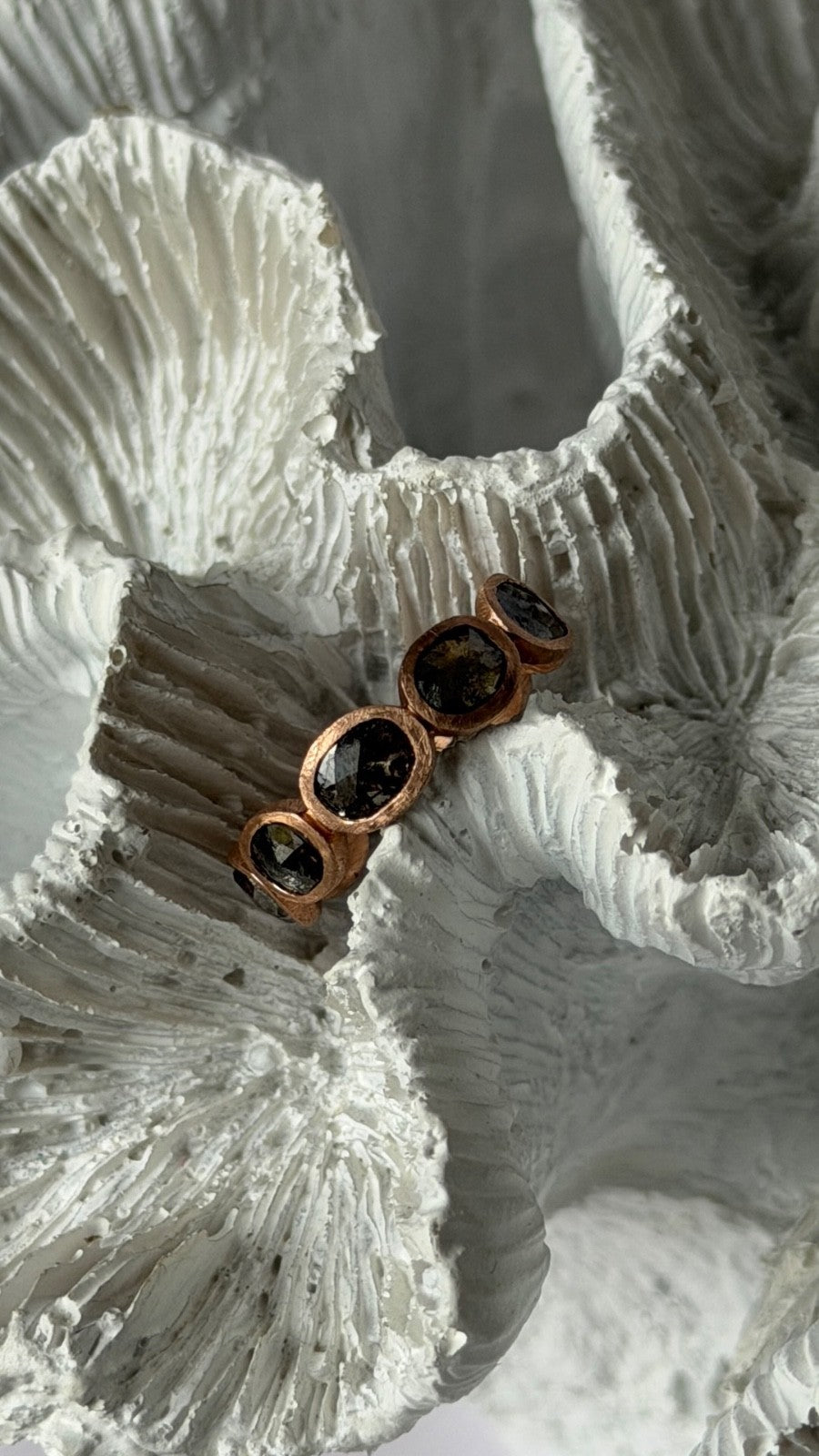 Salt and Pepper Chocolate Diamond 2.42 ct 14K Rose Gold Ring Size 7