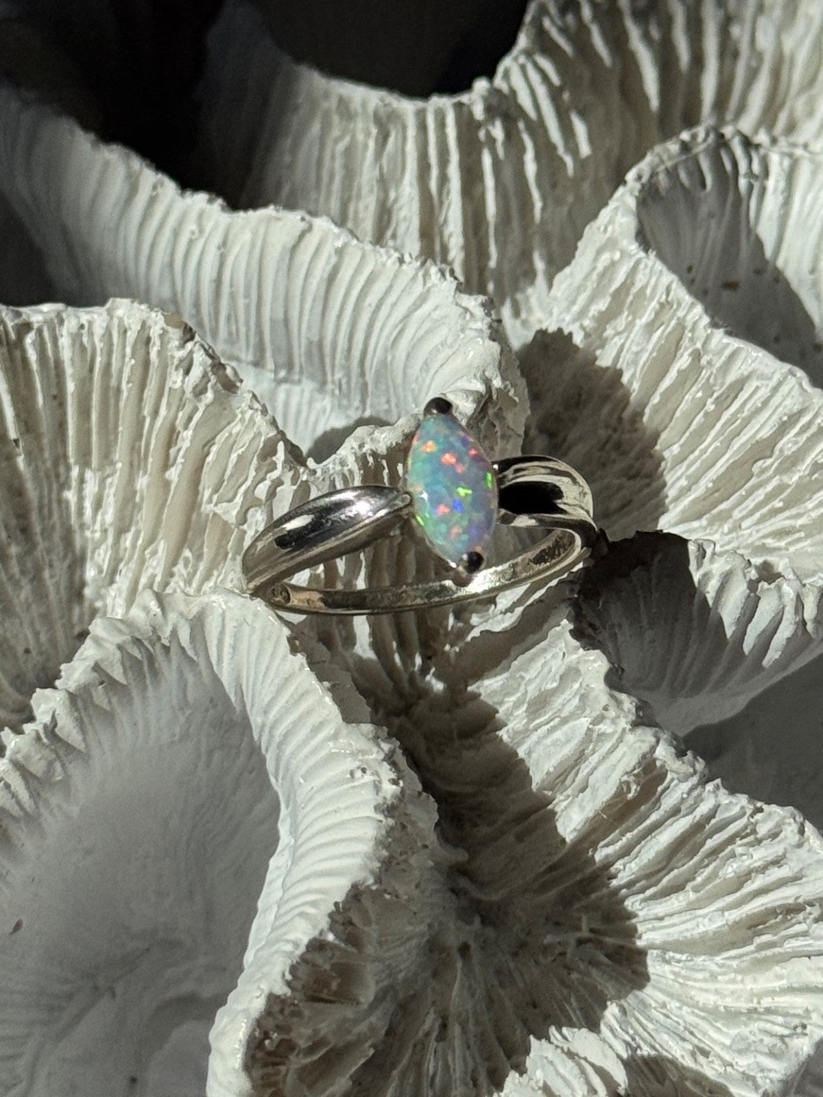 925 Sterling Silver Opal Ring Size 9