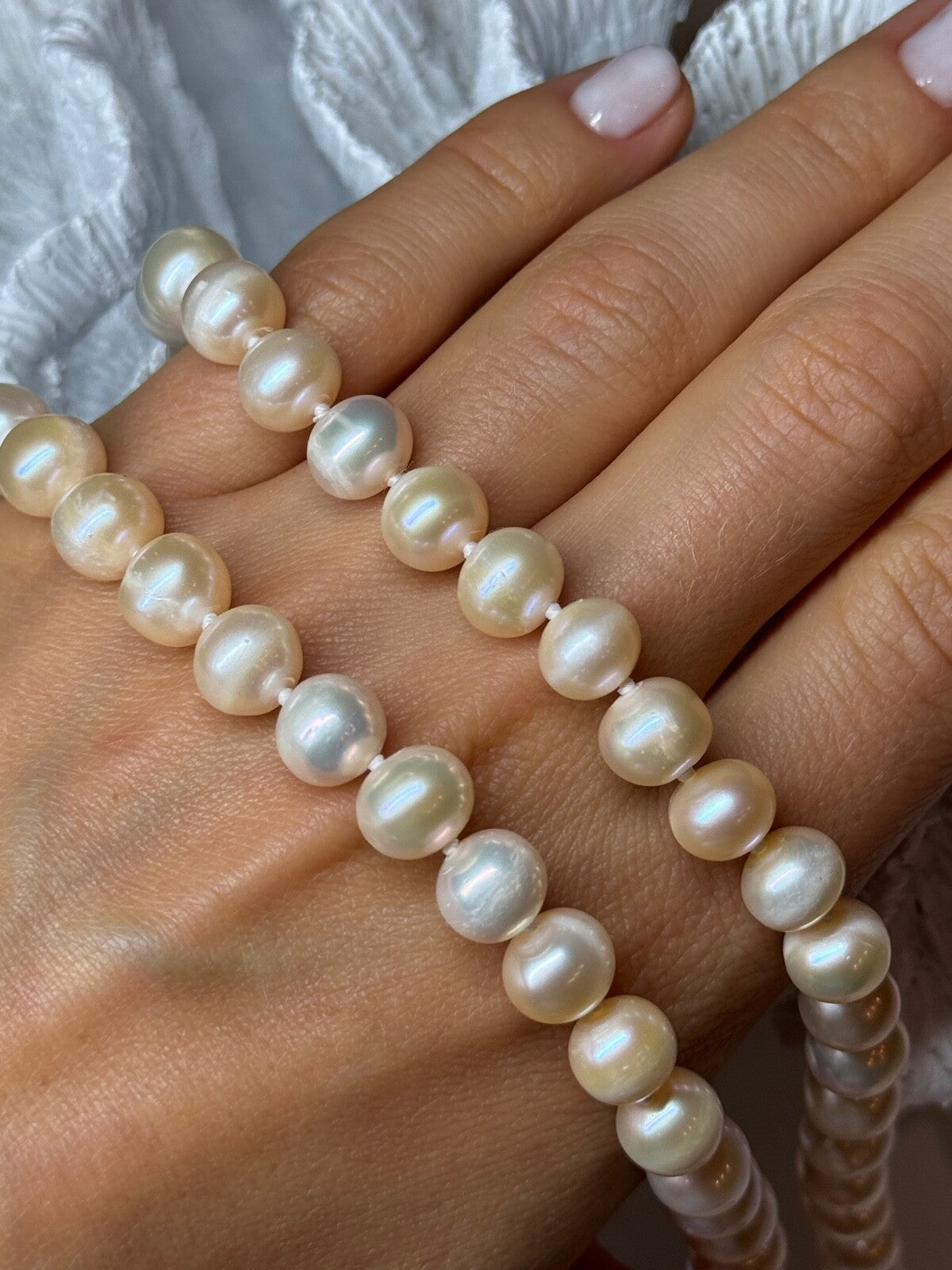 14K YELLOW GOLD CLASP FRESH WATER PINK PEARL NECKLACE 18 Inch