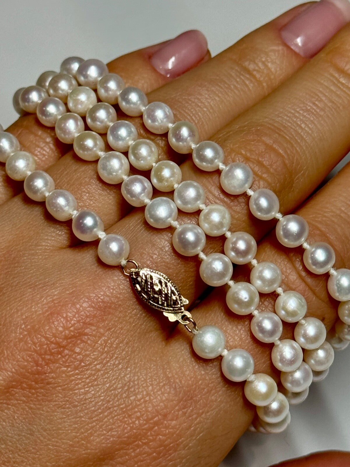14K Yellow Gold Freshwater Pearl Necklace Length 30 Inch