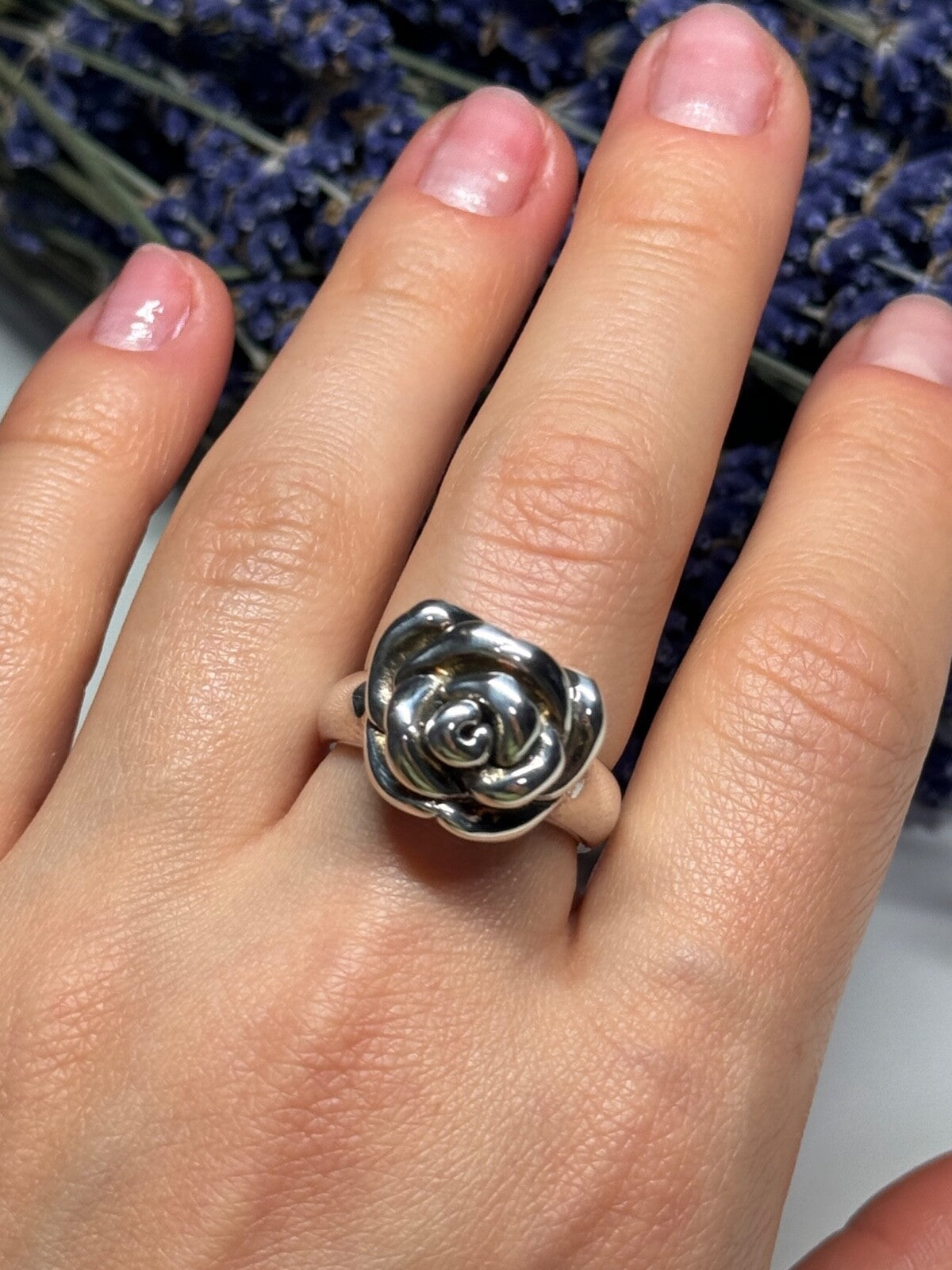 925 Sterling Silver Rose Ring Size 7