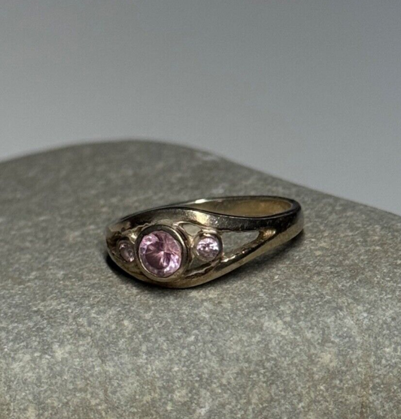925 Sterling Silver Morganite Ring Size 6