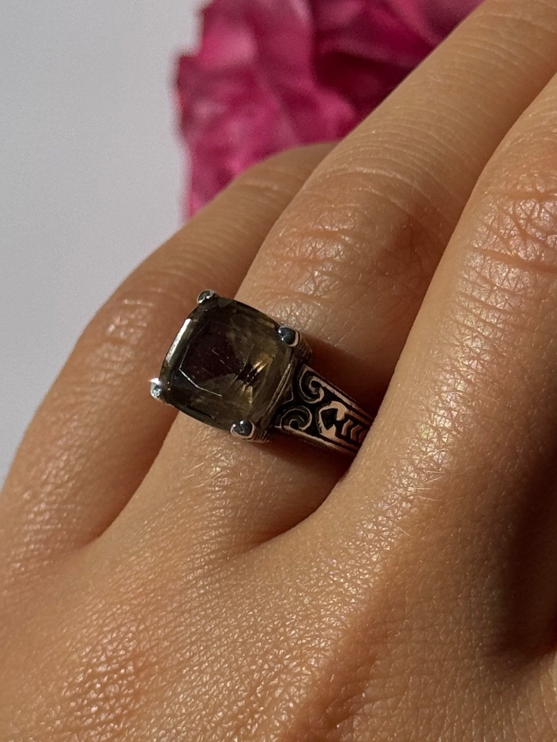 Vintage 925 Sterling Silver Hessonite Ring Size 7