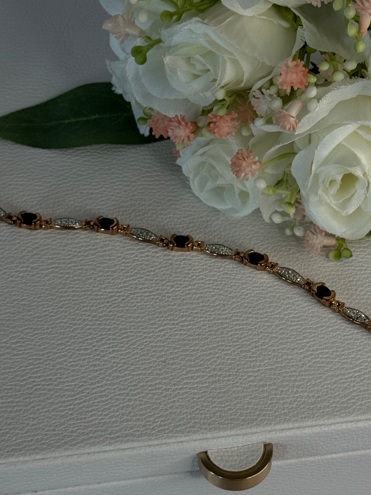 925 Sterling Silver Gold Plated Sapphire Bracelet Length 7.5 Inch